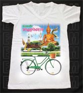 เสื้อยืดคอวีพร้อมสกรีนลายแหล่งท่องเที่ยว ลายหนองคาย